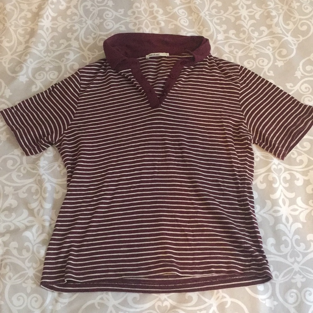 Subdued Maroon striped collared shirt